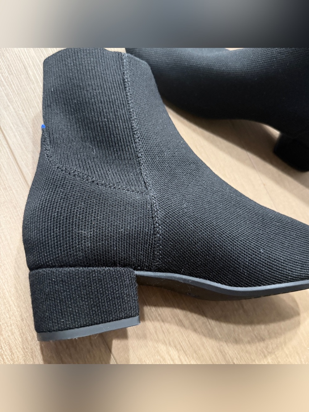 Rothys The Classic Boot Black Knit Ankle Booties Women Size 9 Low Block Heel - Picture 11 of 15